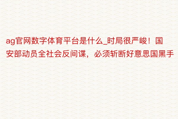 ag官网数字体育平台是什么_时局很严峻！国安部动员全社会反间谍，必须斩断好意思国黑手